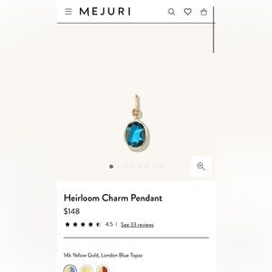 Mejuri Blue Topaz Heirloom Charm Pendant